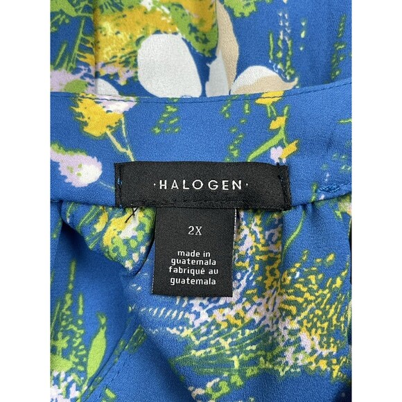 Halogen Women's Maxi Dress Plus Size 2X Blue Floral Faux Wrap Sleeveless V Neck - Picture 10 of 11